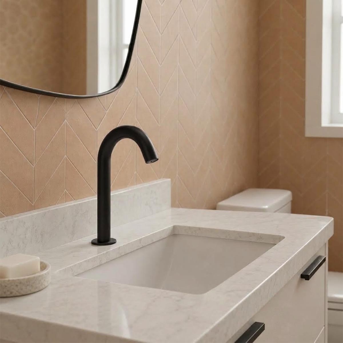Deck mounted black sensor tap in Ireland