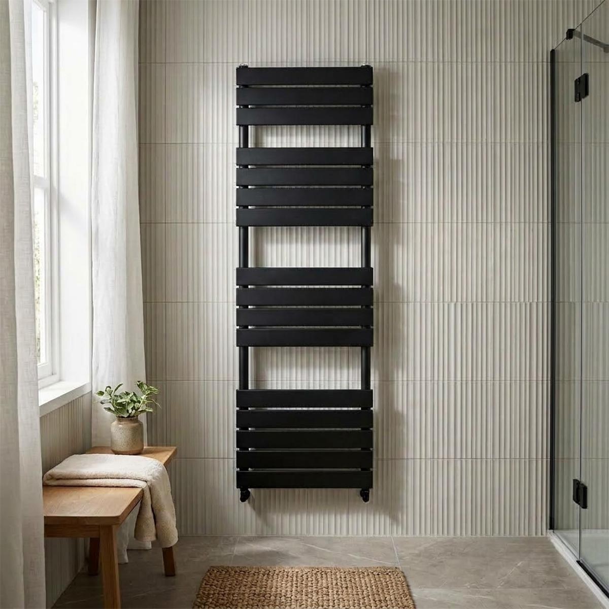 Dual fuel towel radiator - matt black