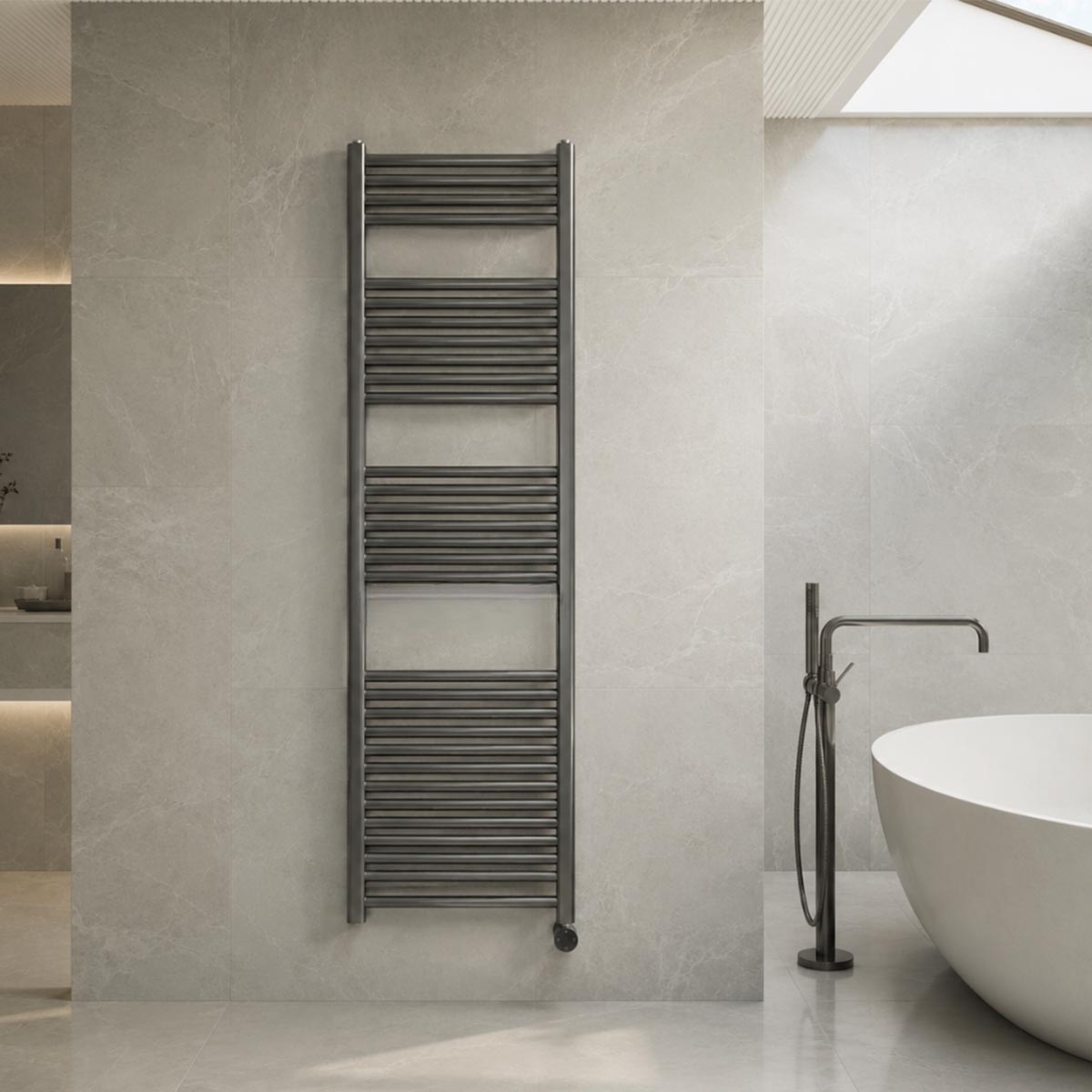 Electric Heated Towel Rail Radiator 1600mm x 500mm - Brushed Black