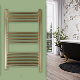 Brushed brass electric towel rail