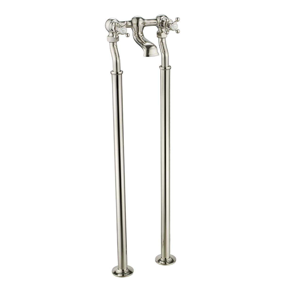 Freestanding Bath Filler Tap with Crosshead Handles - Nickel