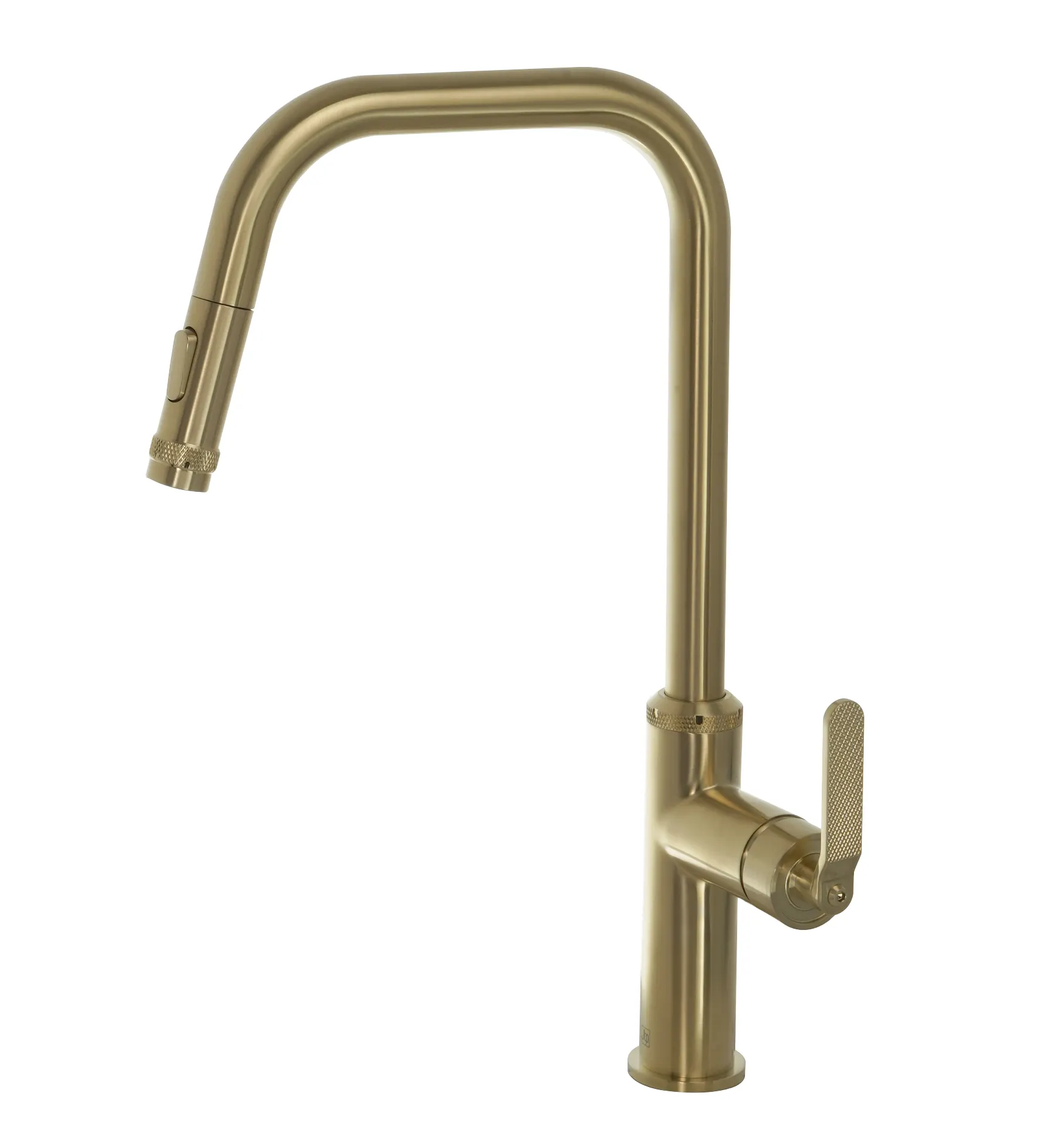 Brushed brass single lever kitchen tap