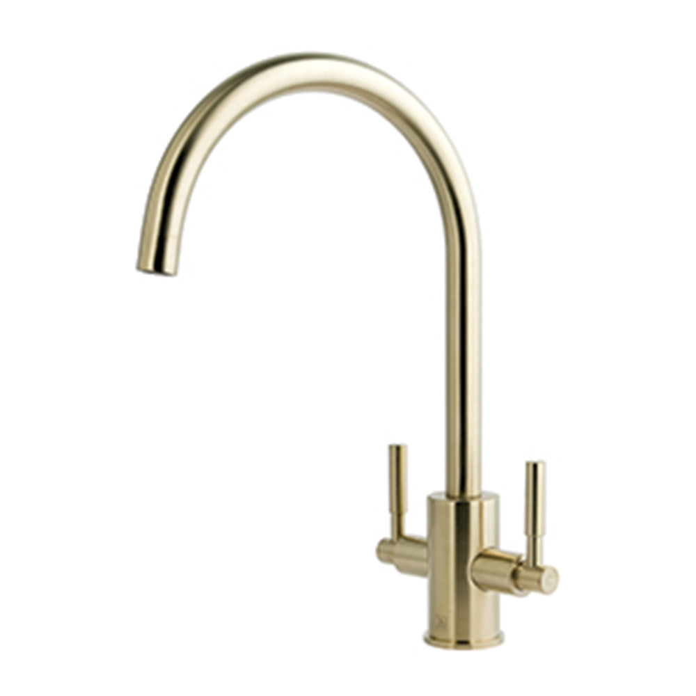 Antique brass dual lever kitchen tap