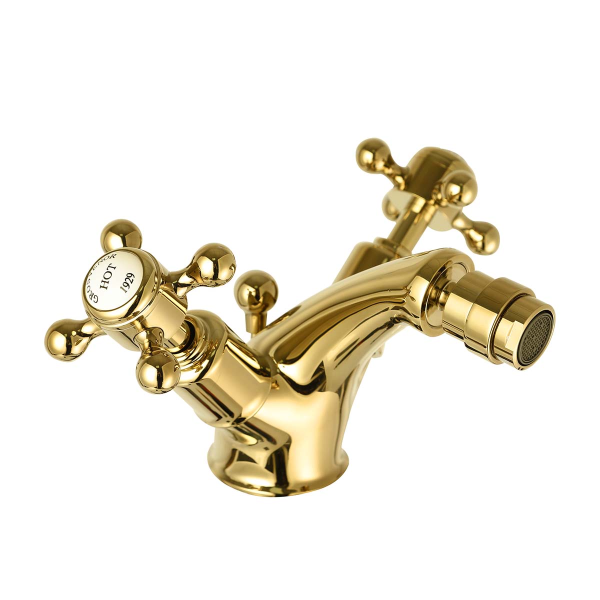 Gold Bidet Tap with Crosshead Handles and Pop Up Waste in Ireland