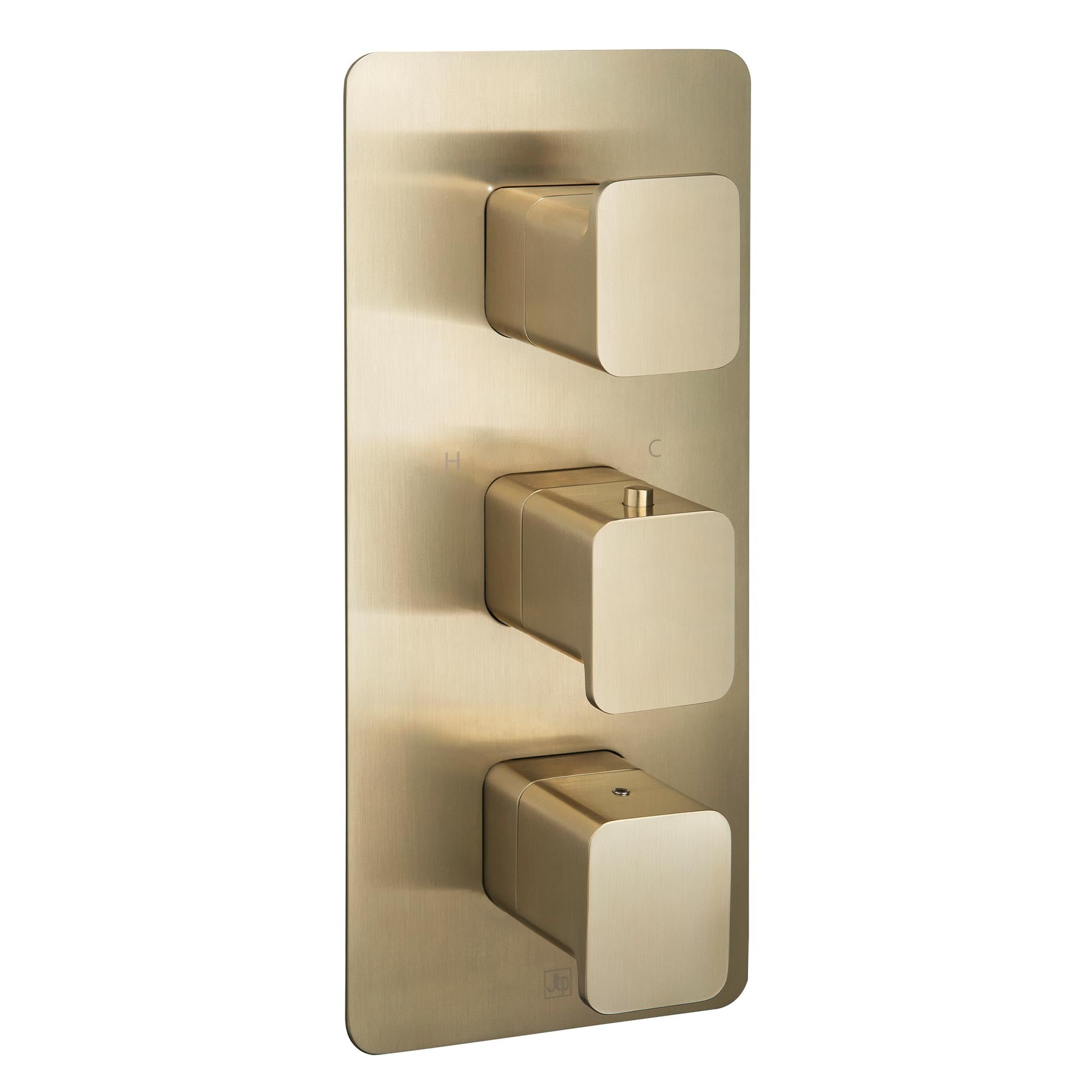 HIX thermostatic concealed 2 outlet shower valve brushed brass Vertical