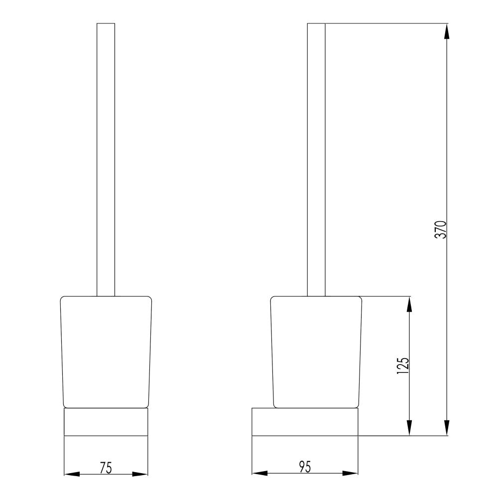 Square toilet Brush Holder - Technical drawing