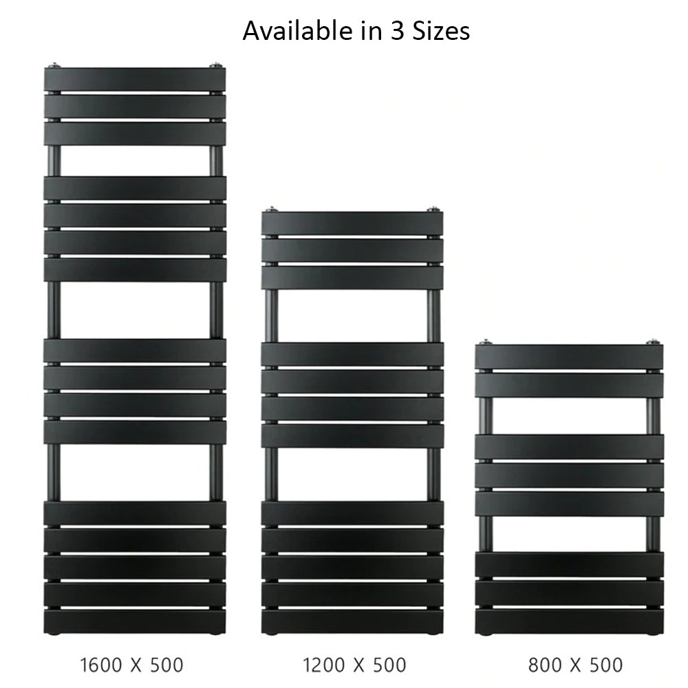 Black heated towel rail