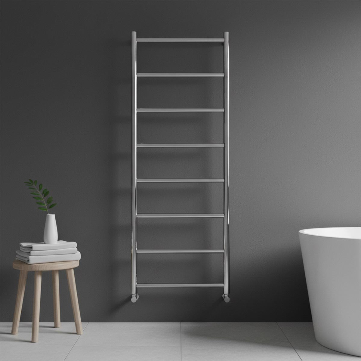 Heated Towel Rail Radiator Dual Fuel Chrome 1200mm