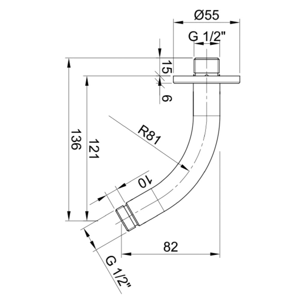 Shower head arm - Technical Drawing