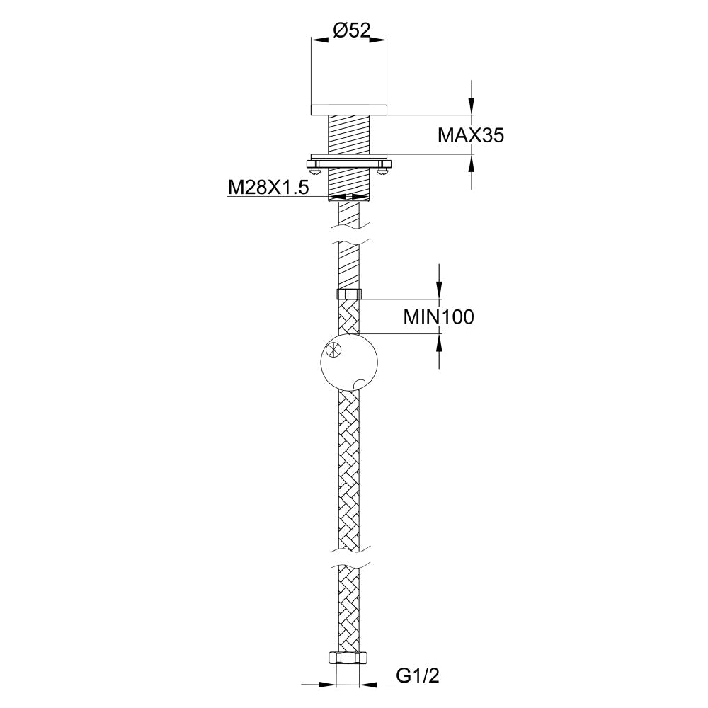 Shower handset pull-out - Technical drawing