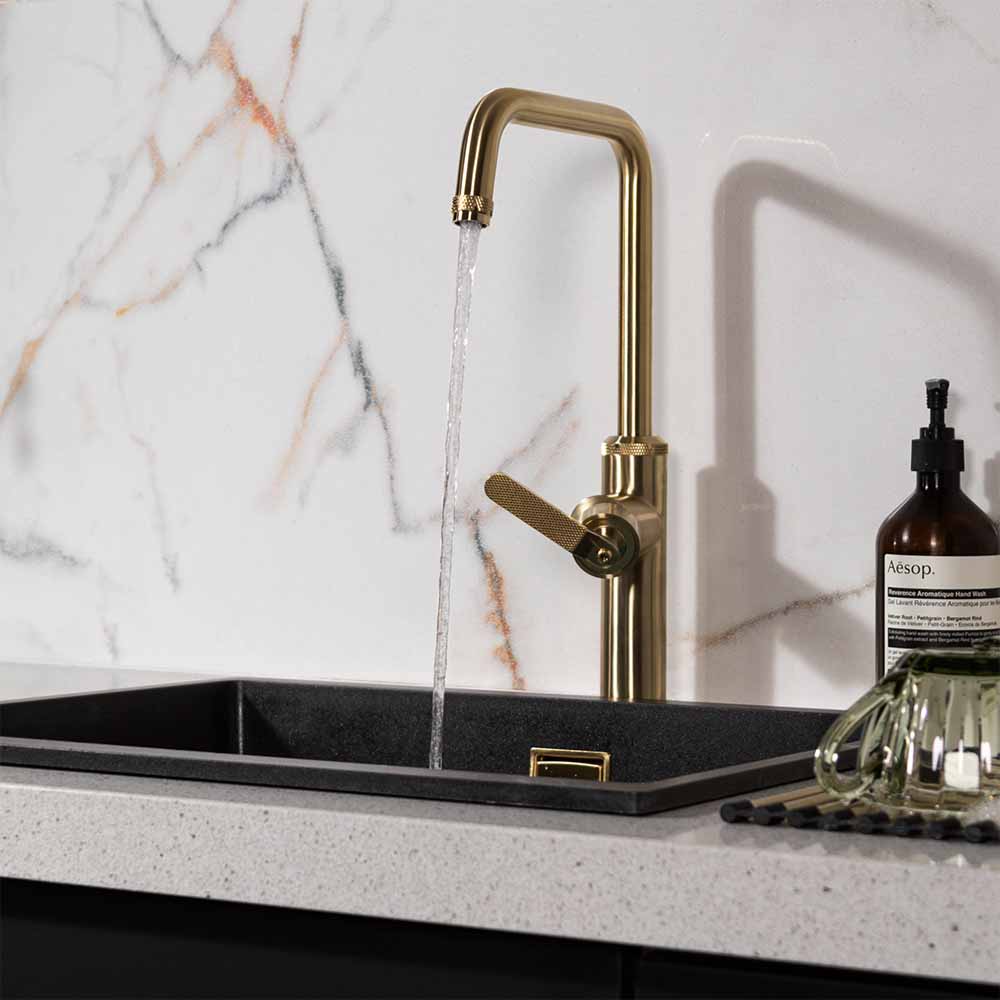 Gold monobloc kitchen tap