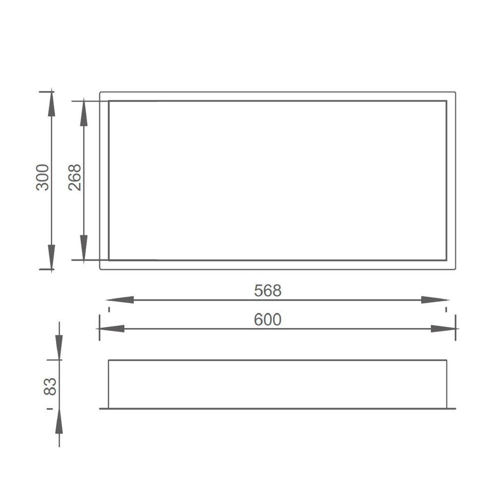 Shower Niche 600mm x 300mm Technical Drawing