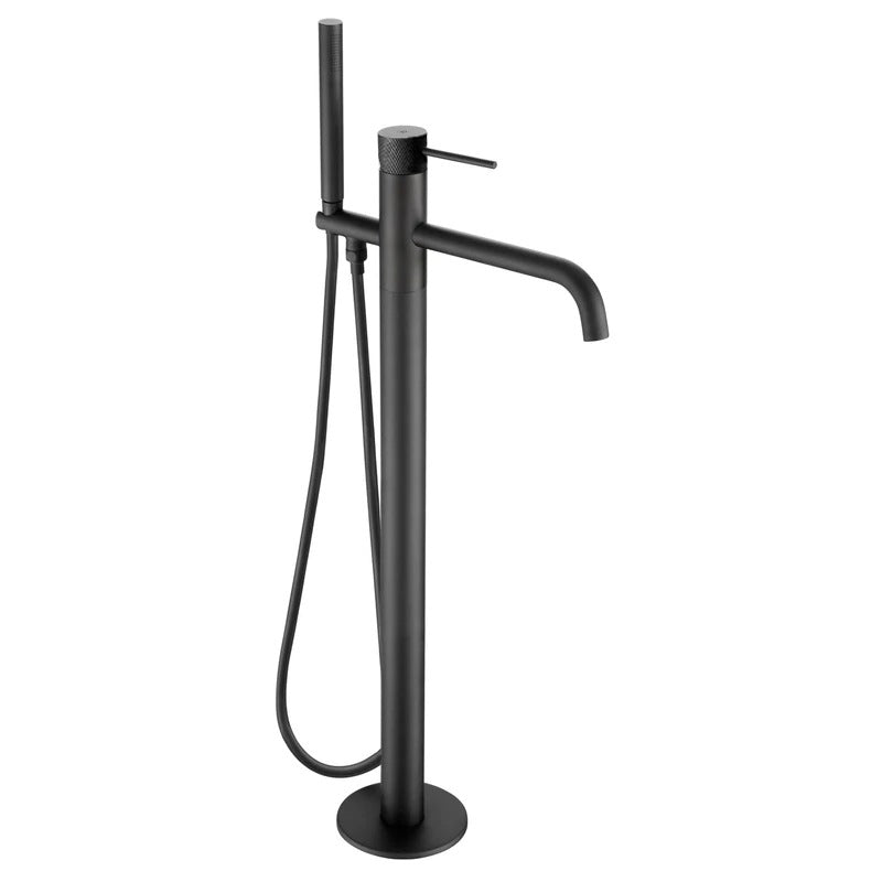 VOS Black Freestanding Bath Shower Mixer Tap with Kit and Designer Handle