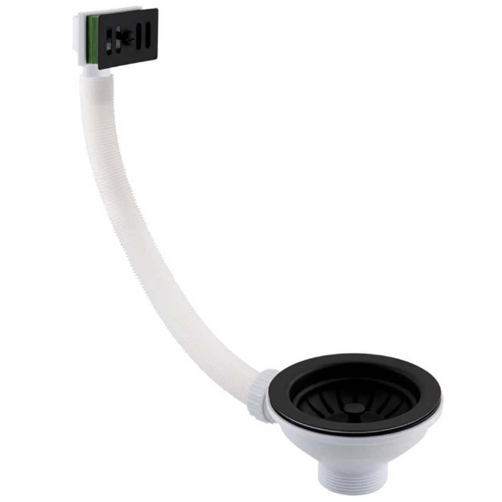 Matt Black Kitchen Sink Strainer with Square Overflow and Cover
