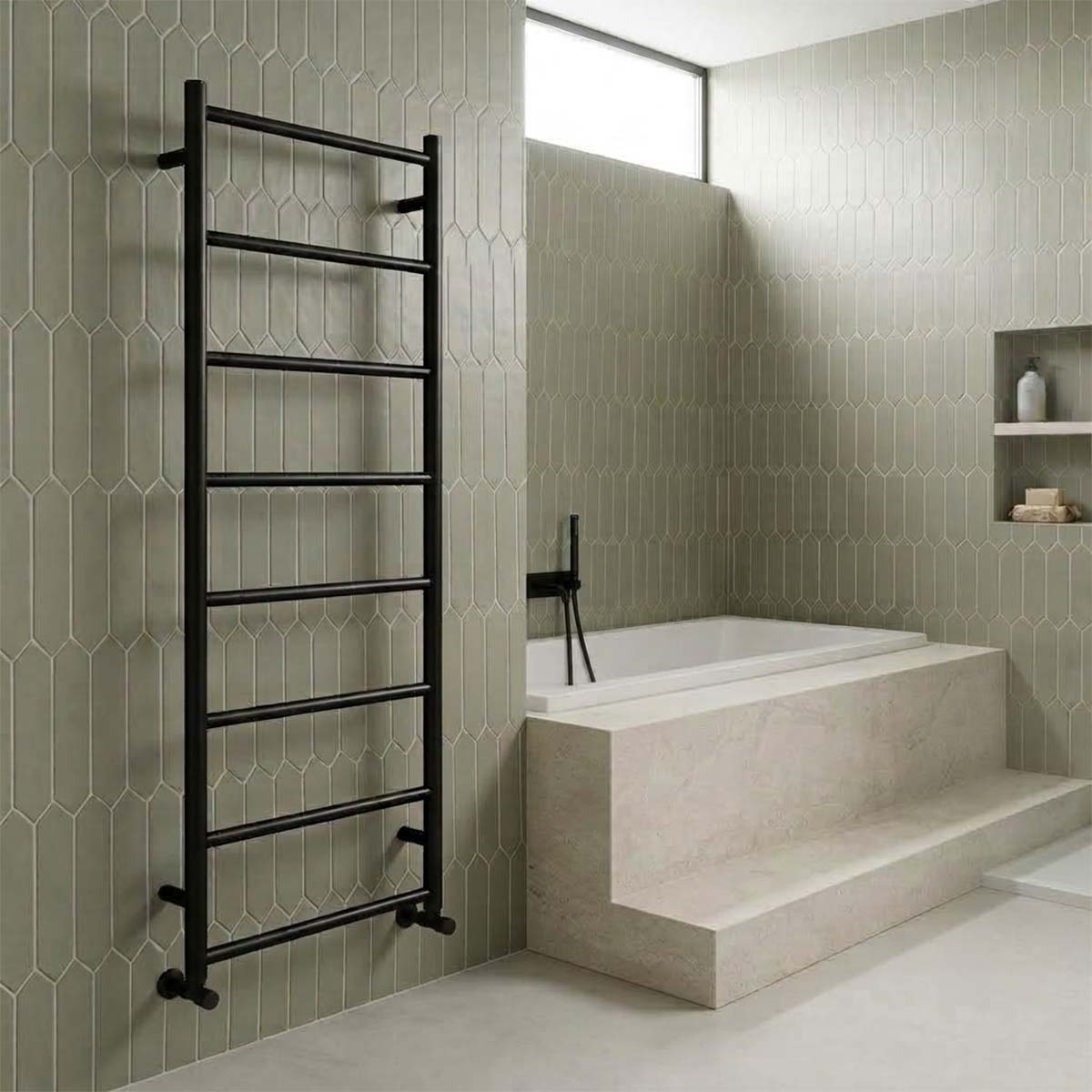 Matt black dual fuel towel rail 1200mm Ireland