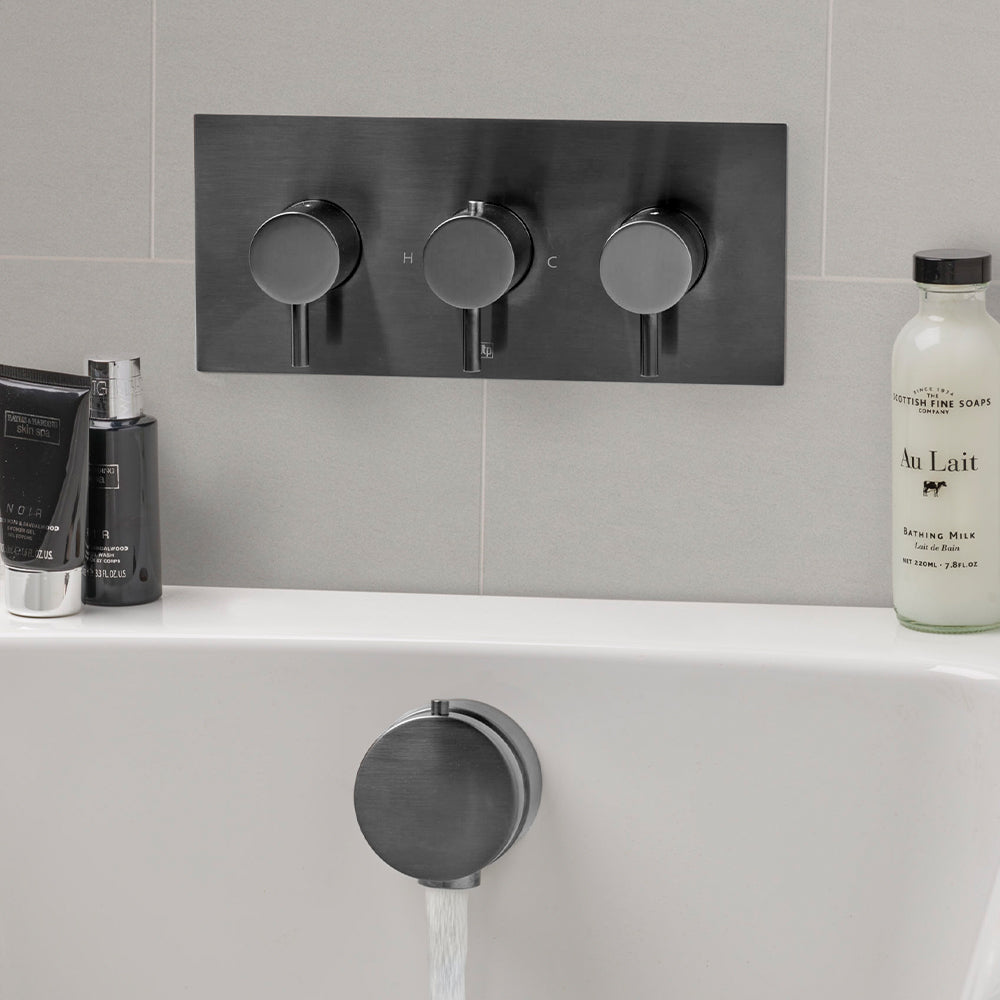 Brushed black shower mixer valve