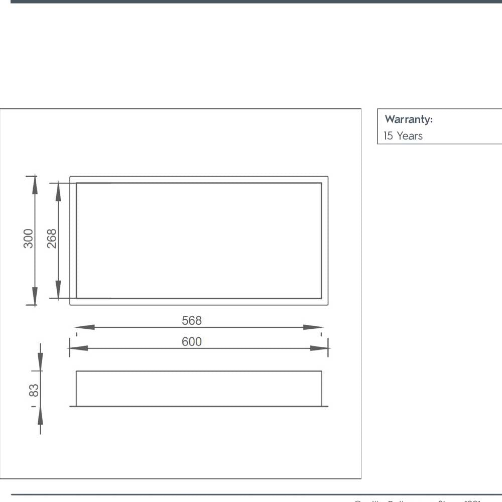 Shower niche rectangular - Technical drawing