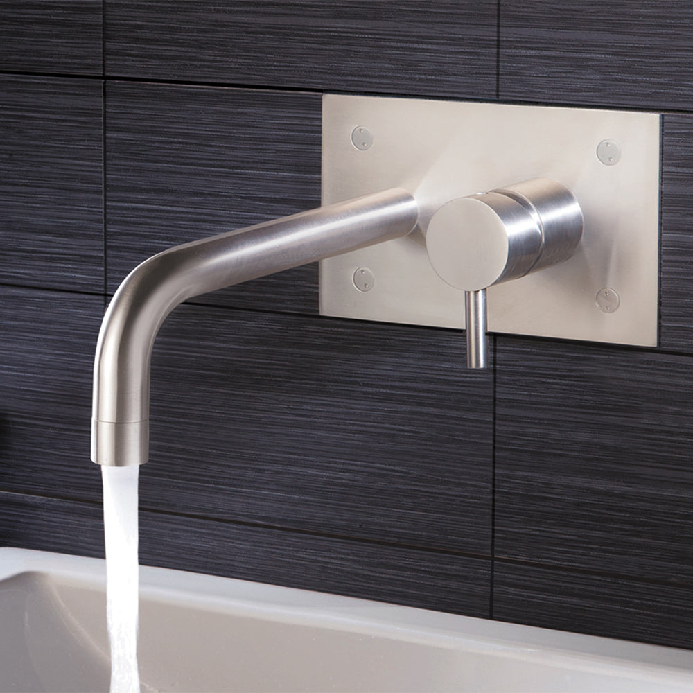 Stainless steel single lever basin mixer with back plate