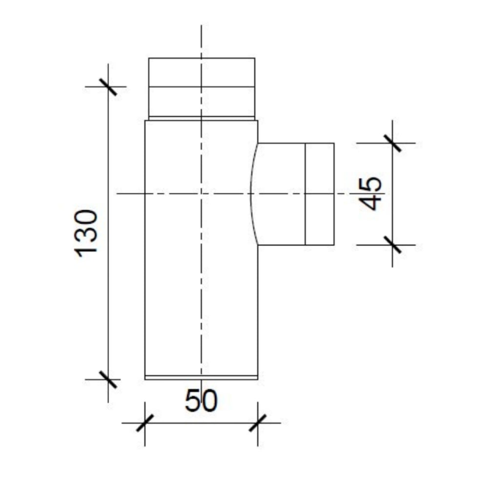 Bottle trap with 400mm extension pipe - Technical drawing