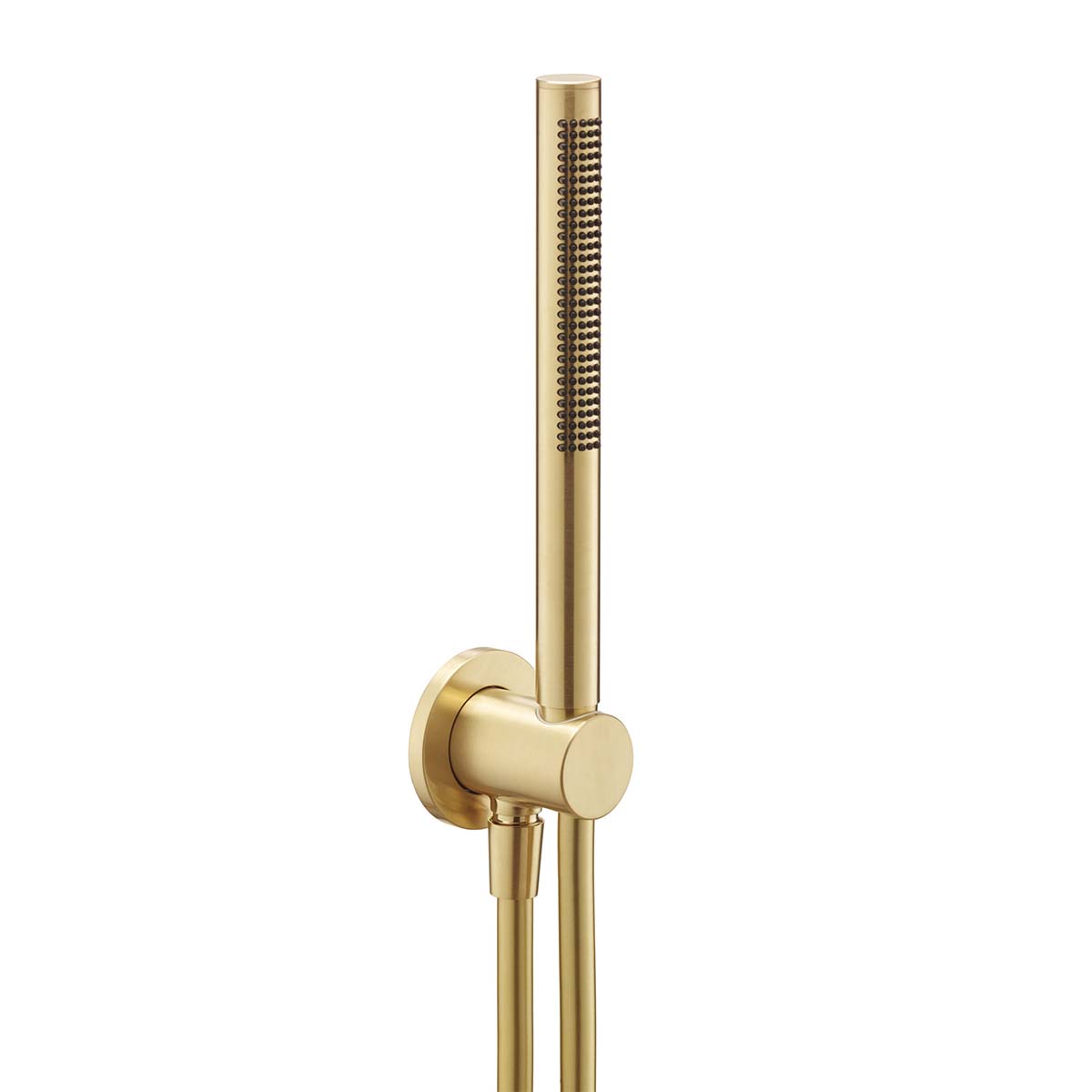 Slim Single Function Handset Shower with Hose and Round Water Outlet - Brushed Brass