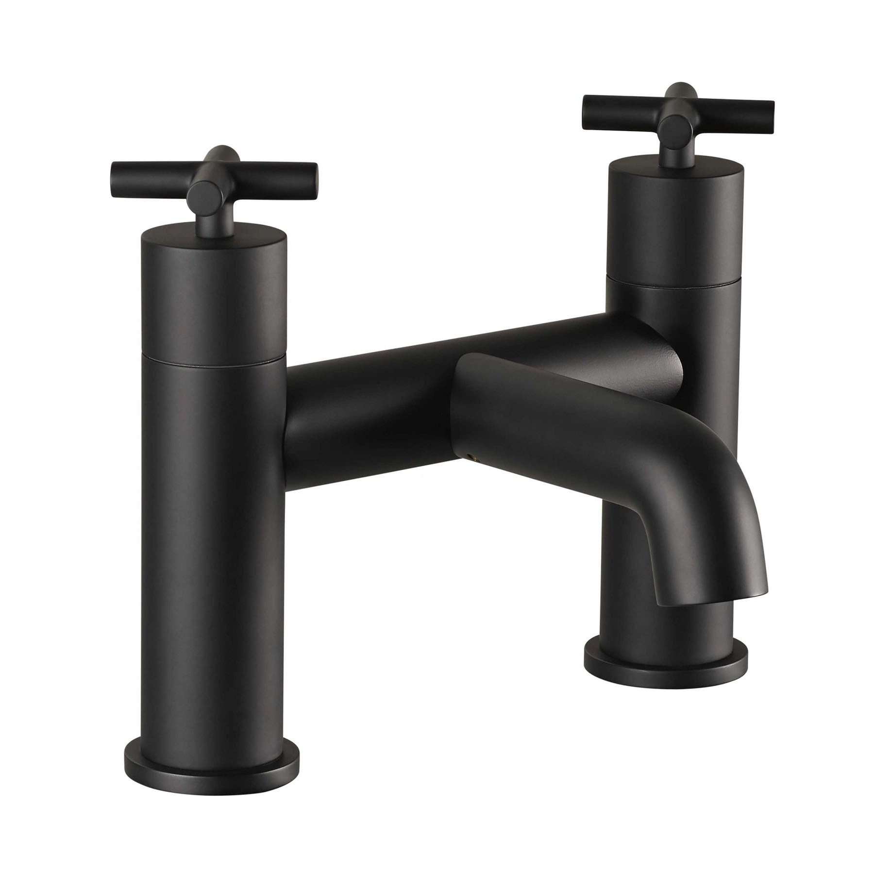 Black deck-mounted bath filler tap