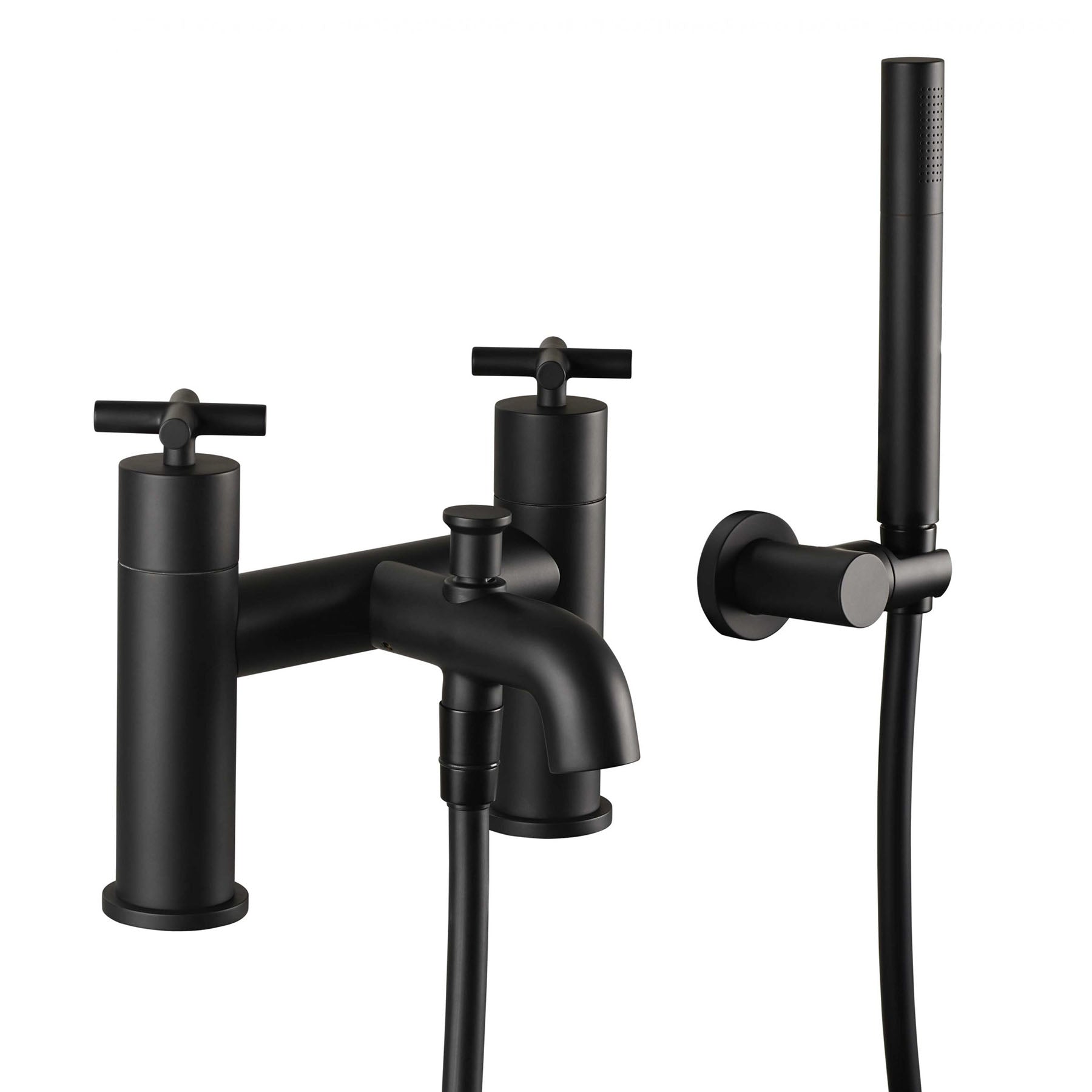 Matt black bath mixer tap with shower kit