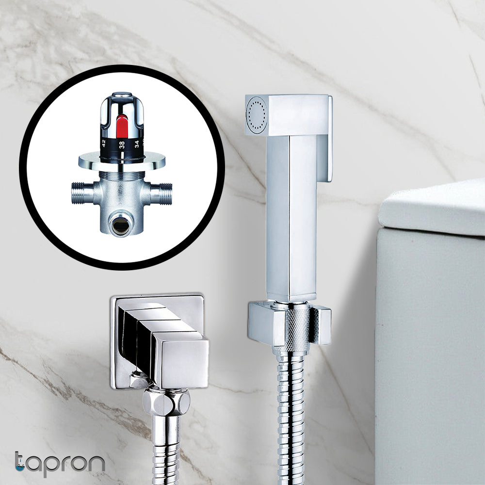 Square Thermostatic Douche Shower Kit with Angle Valve