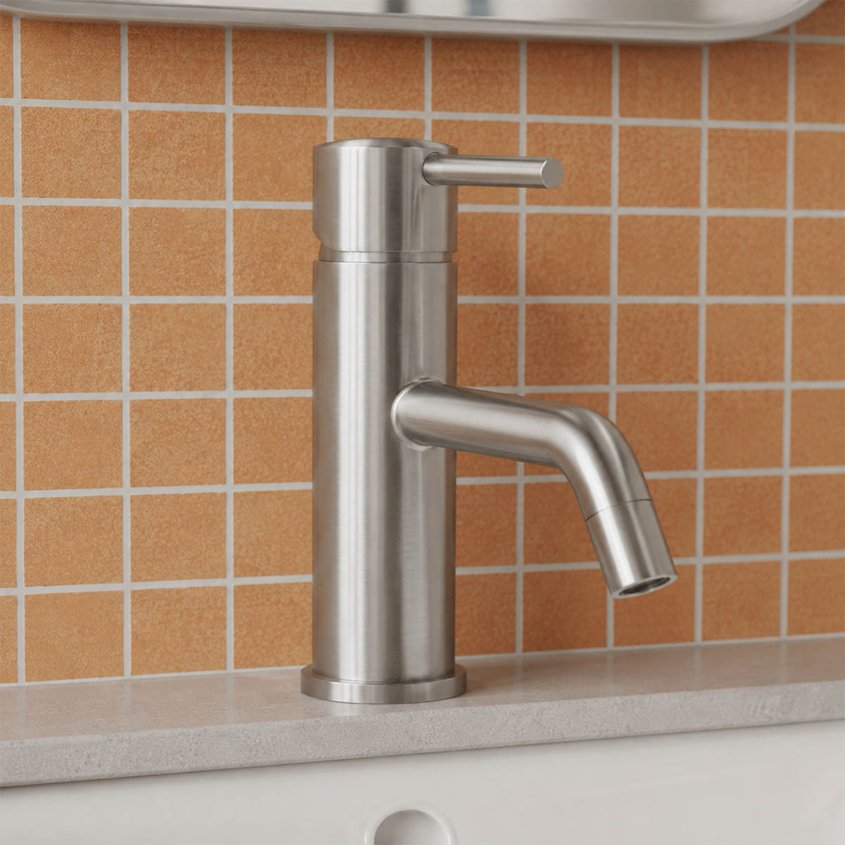 Stainless steel monobloc basin tap