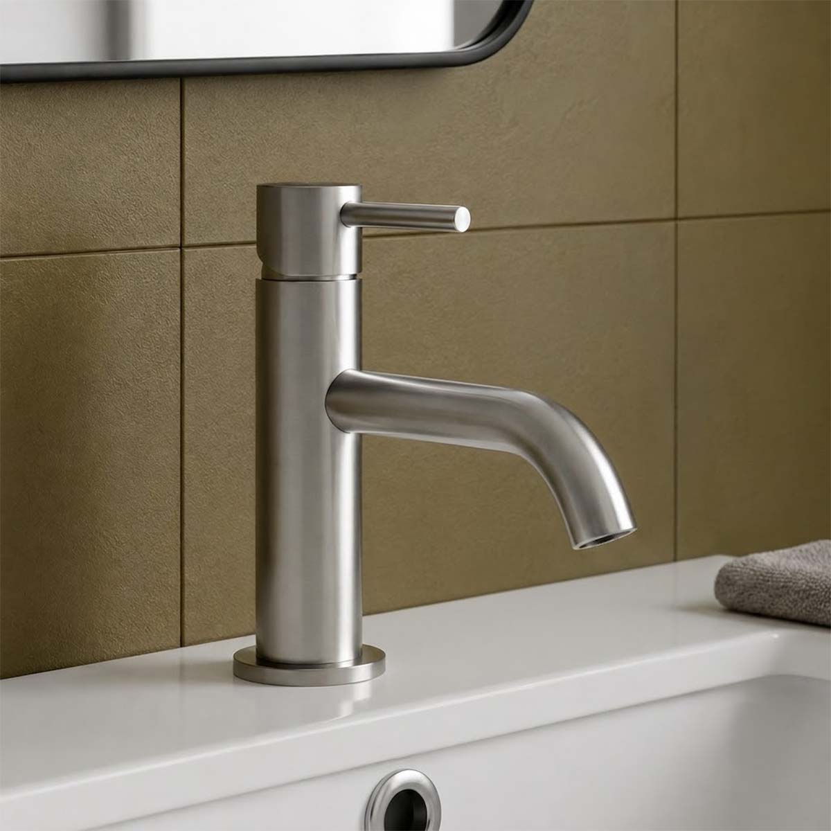 Steel mini monobloc basin mixer tap