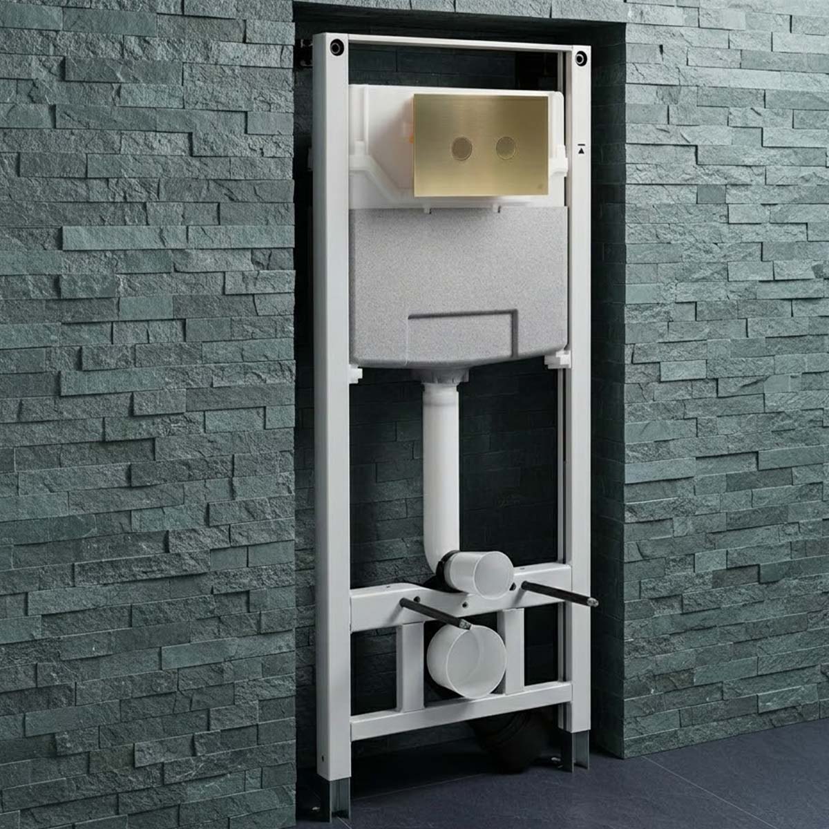 Brushed brass dual flush plate with concealed cistern with frame 1.2m - Ireland