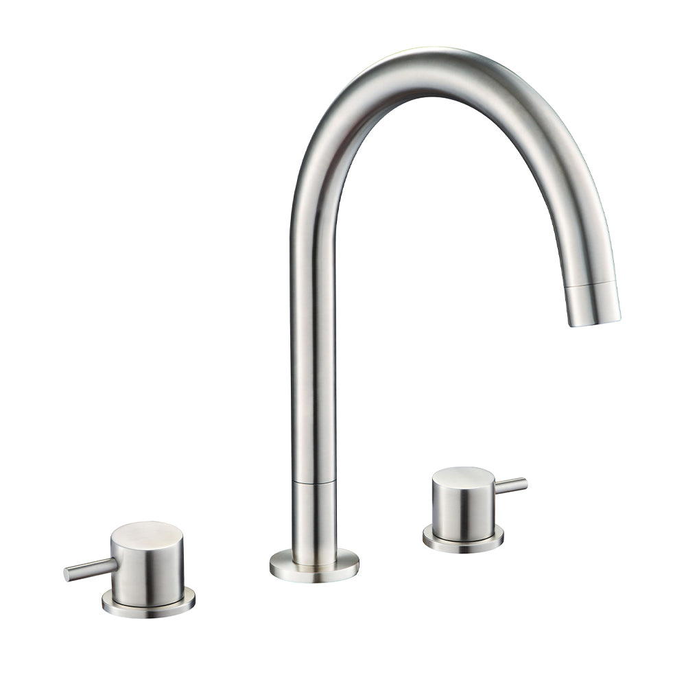 Brushed steel deck mounted basin tap -Tapron