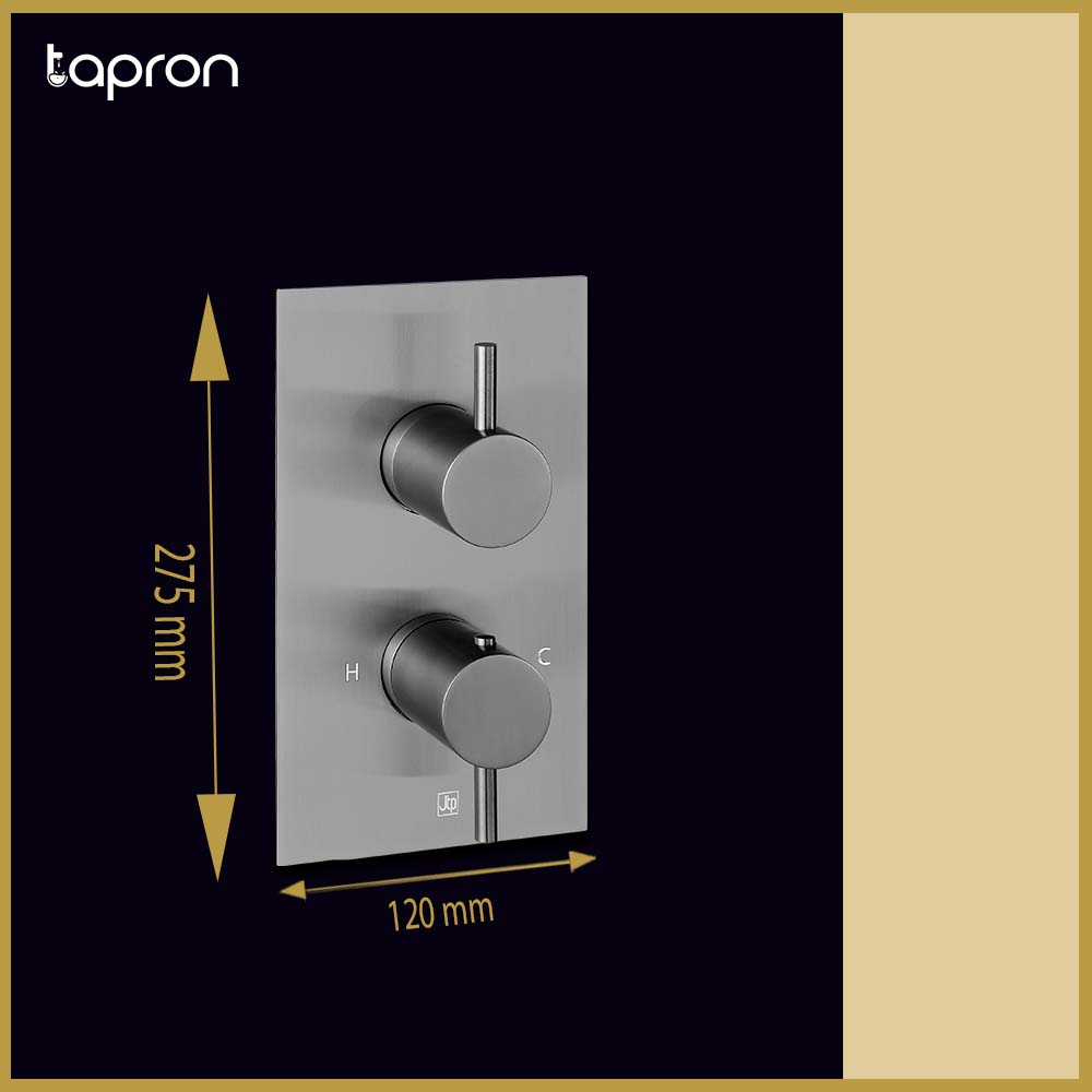 Brushed Black Thermostatic Concealed Valve - Dimension