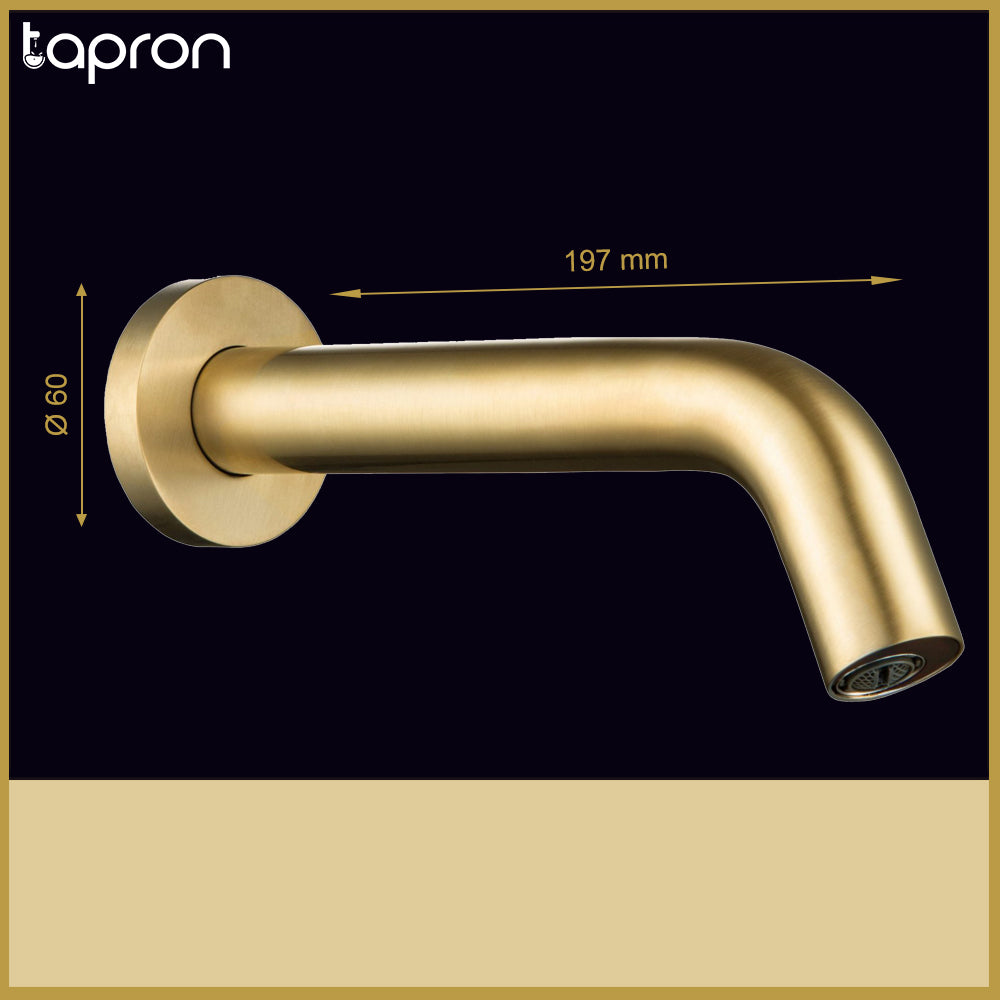 Brushed brass motion sensor tap with touchless operation
