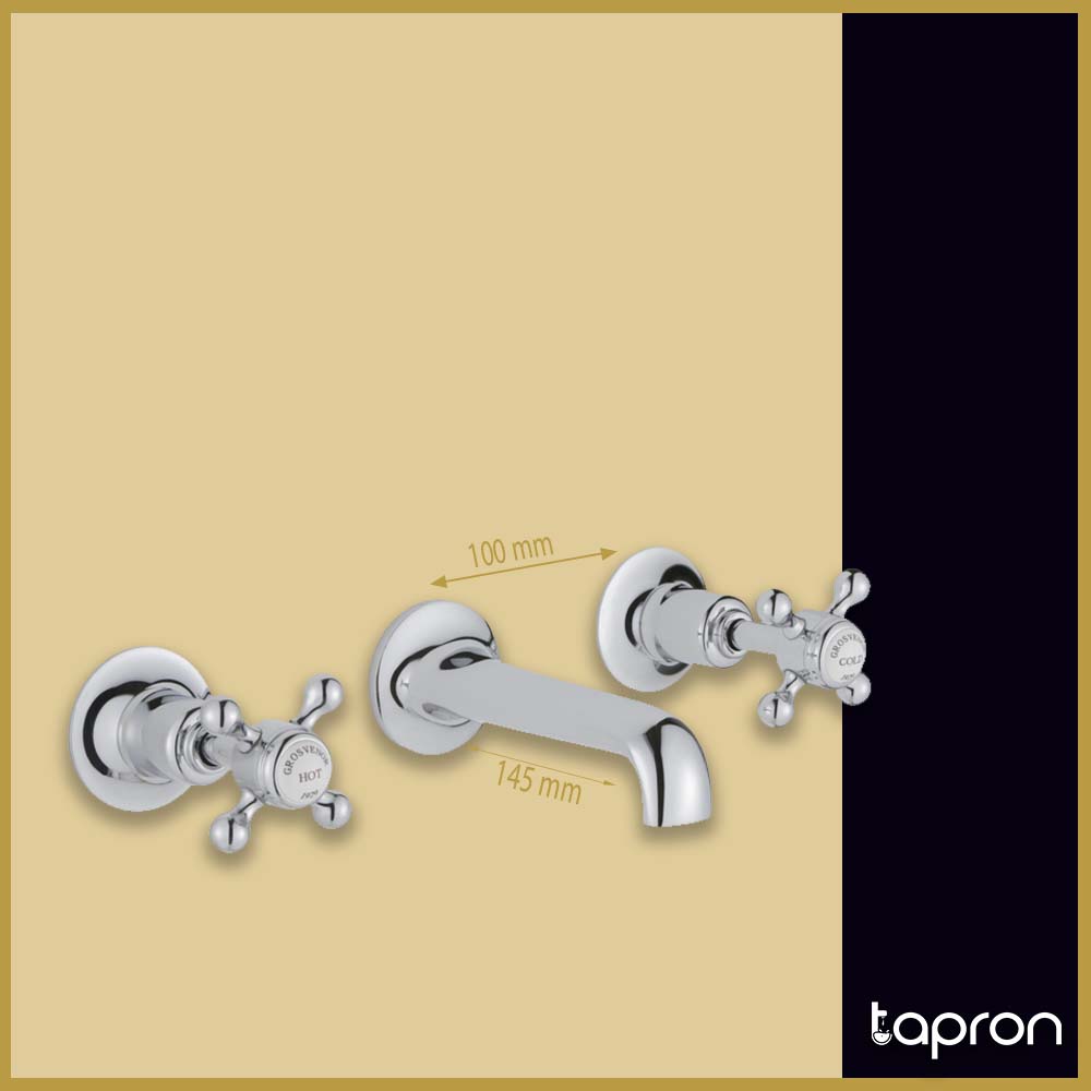 Chrome 3 Hole Bathroom Basin Tap-Dimension