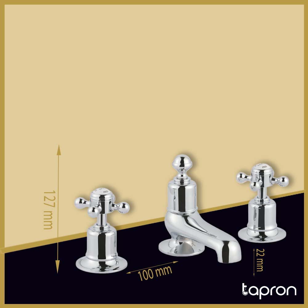 Traditional 3-hole basin mixer tap - Dimension