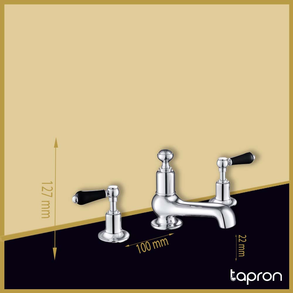 Traditional basin mixer tap with dual lever handle - Dimension