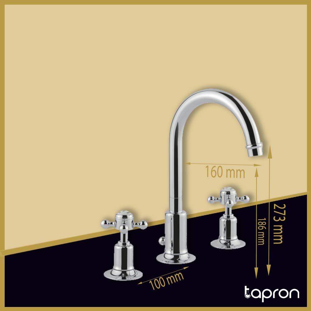 Chrome Bathroom Basin Tap - Dimension