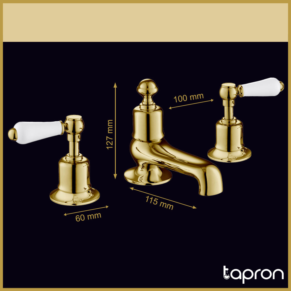 Brass 3-hole bath filler tap - Dimension