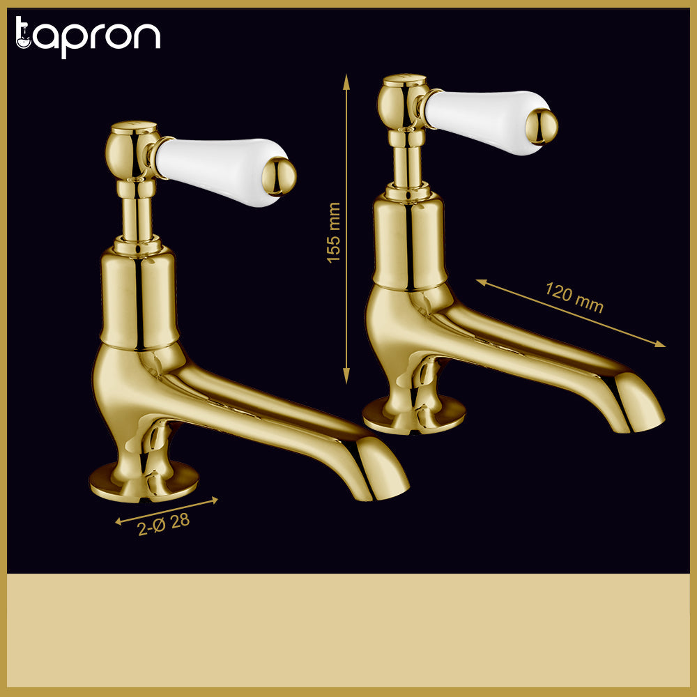 Pillar tap with white ceramic accent lever handle - Dimension
