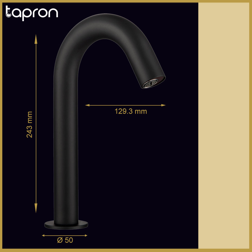 Matt black touchless sink tap - Dimension