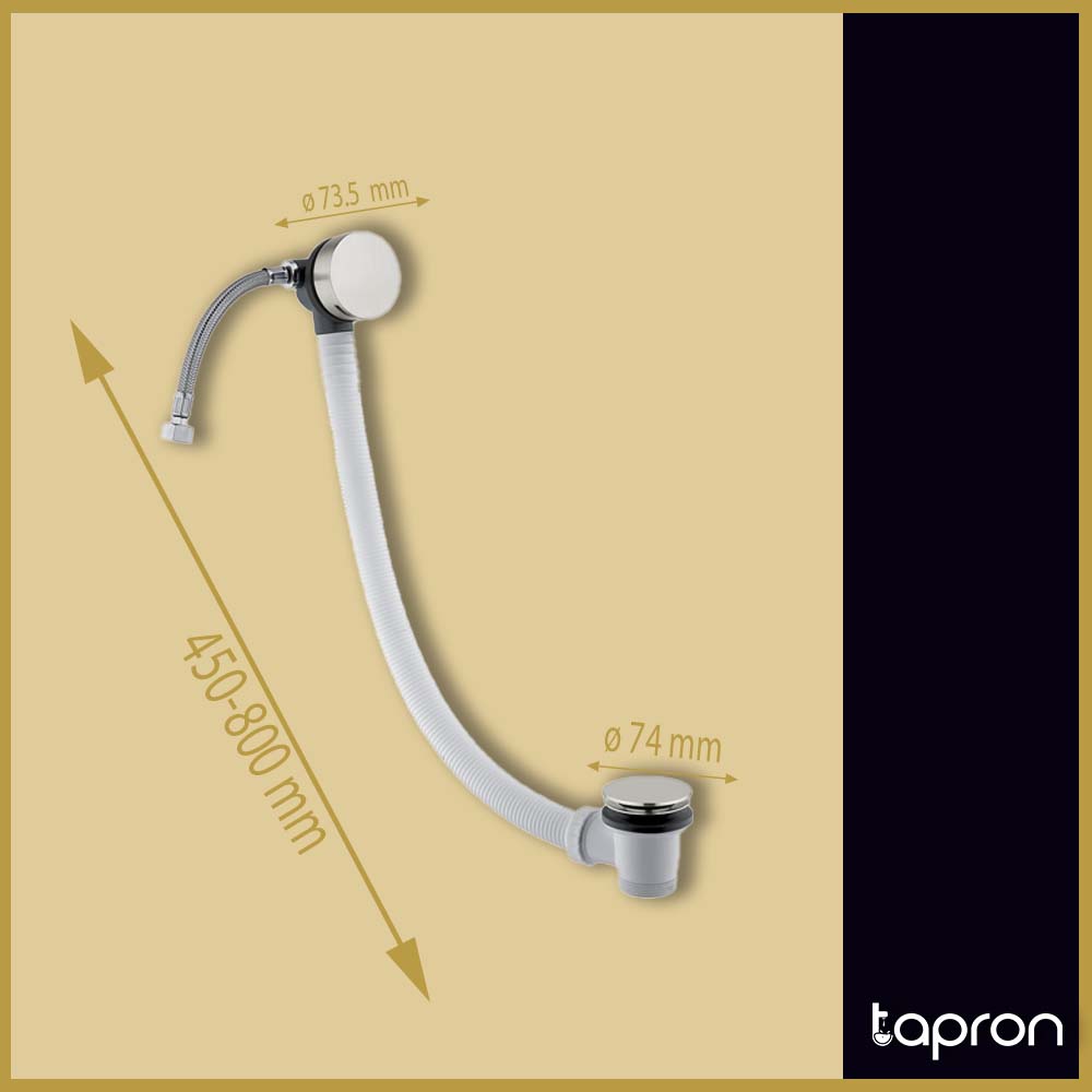Steel overflow bath waste - Dimension
