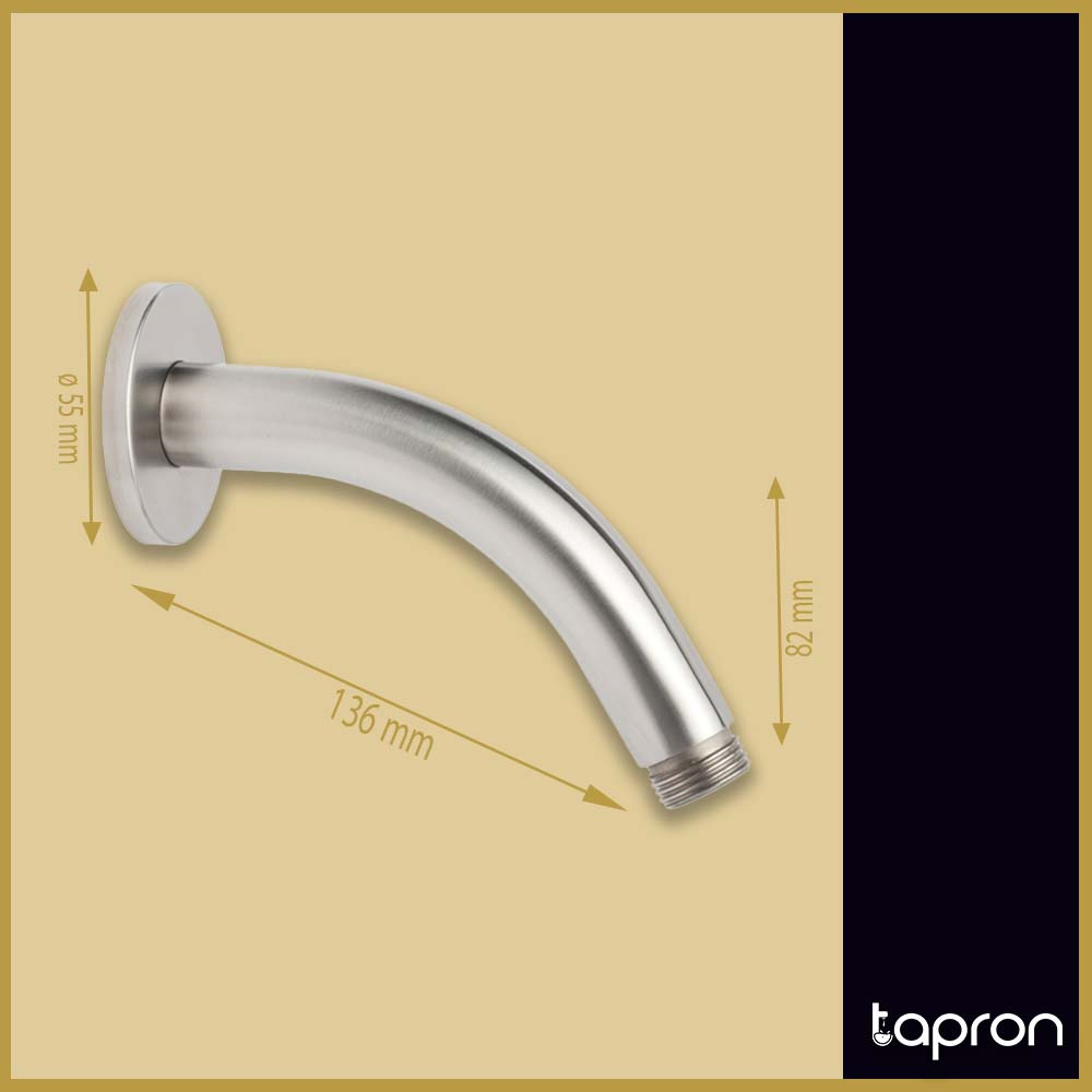 Inox Brushed Stainless Steel Short Wall Mounted Shower Arm -Dimension