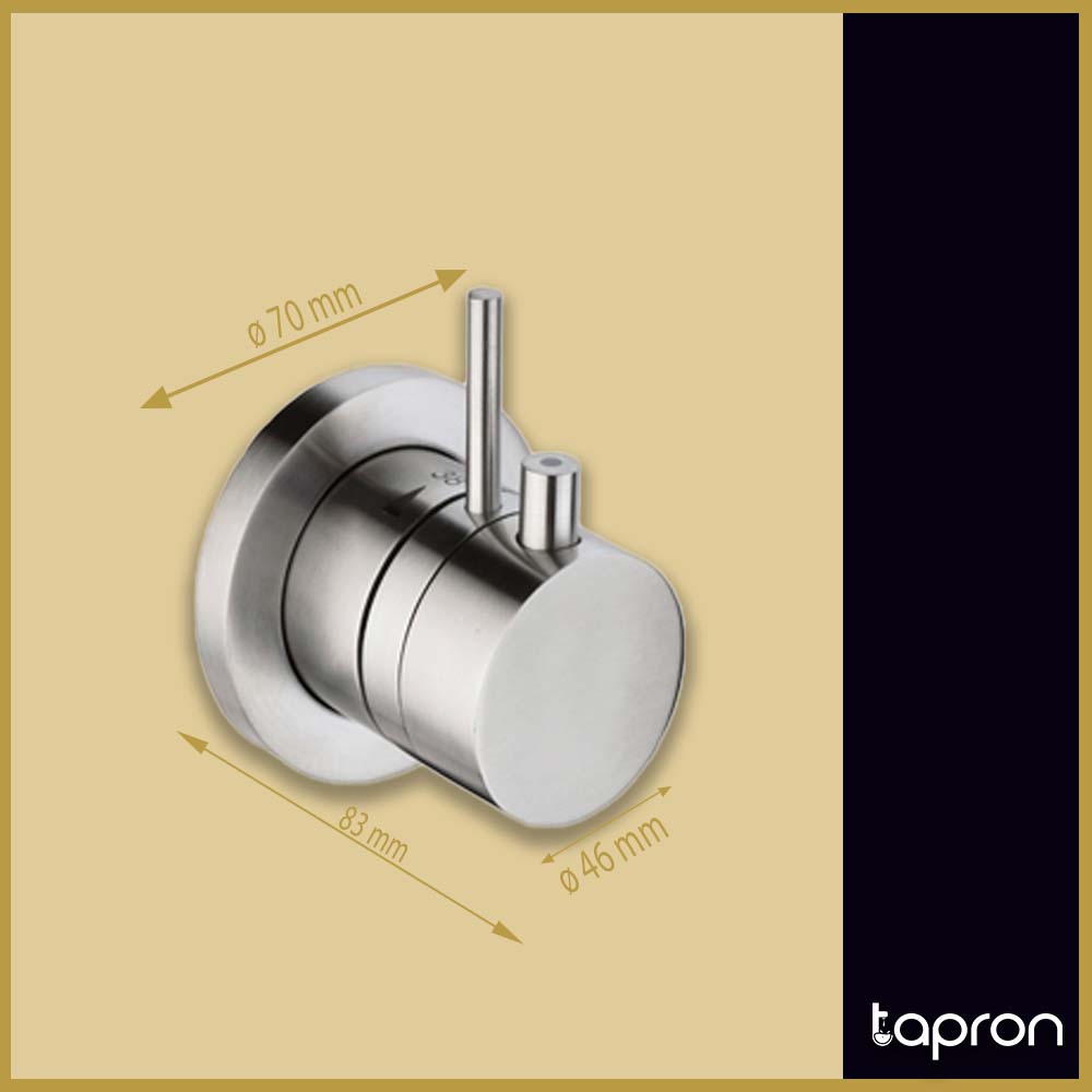 Brushed Stainless Steel 1 outlet shower Valve - Dimension