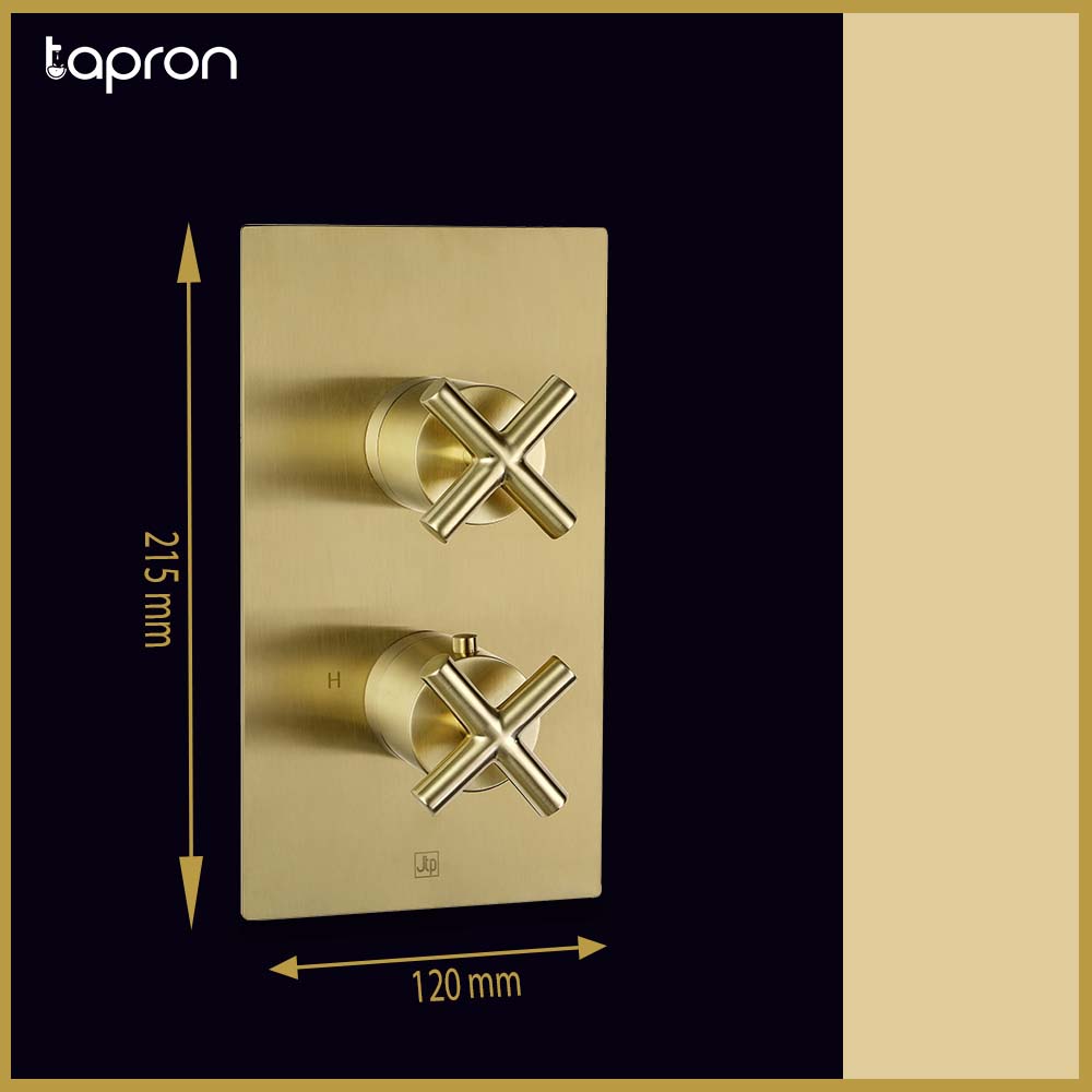 Brushed Brass Single Outlet Concealed Gold Shower Mixer Valve - Dimension