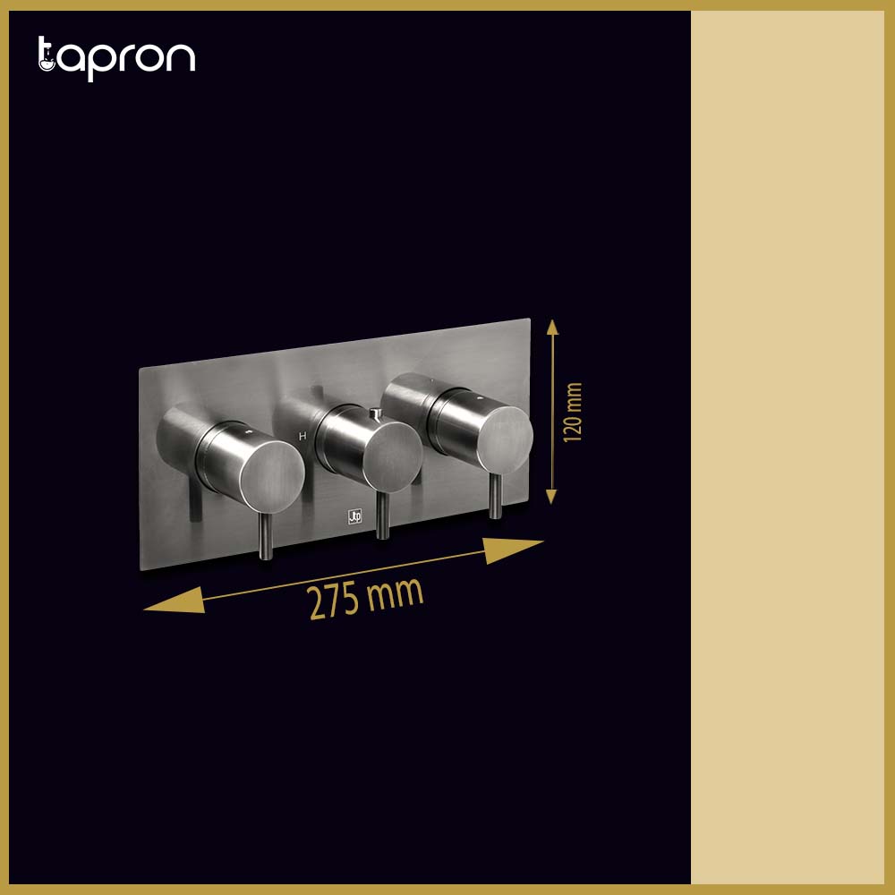 Black Two Outlet Thermostatic Concealed Shower Valve - Dimension