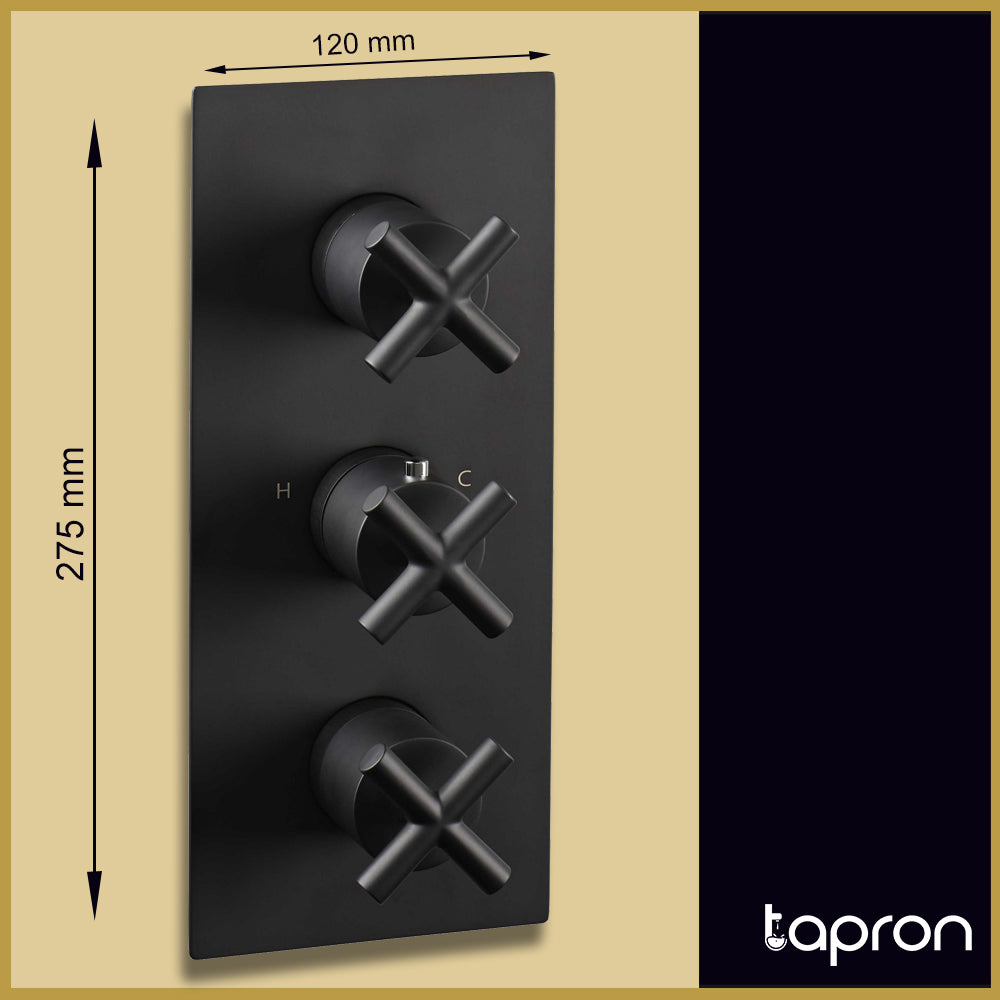 Matt Black Concealed Shower Mixer Valve - Dimension