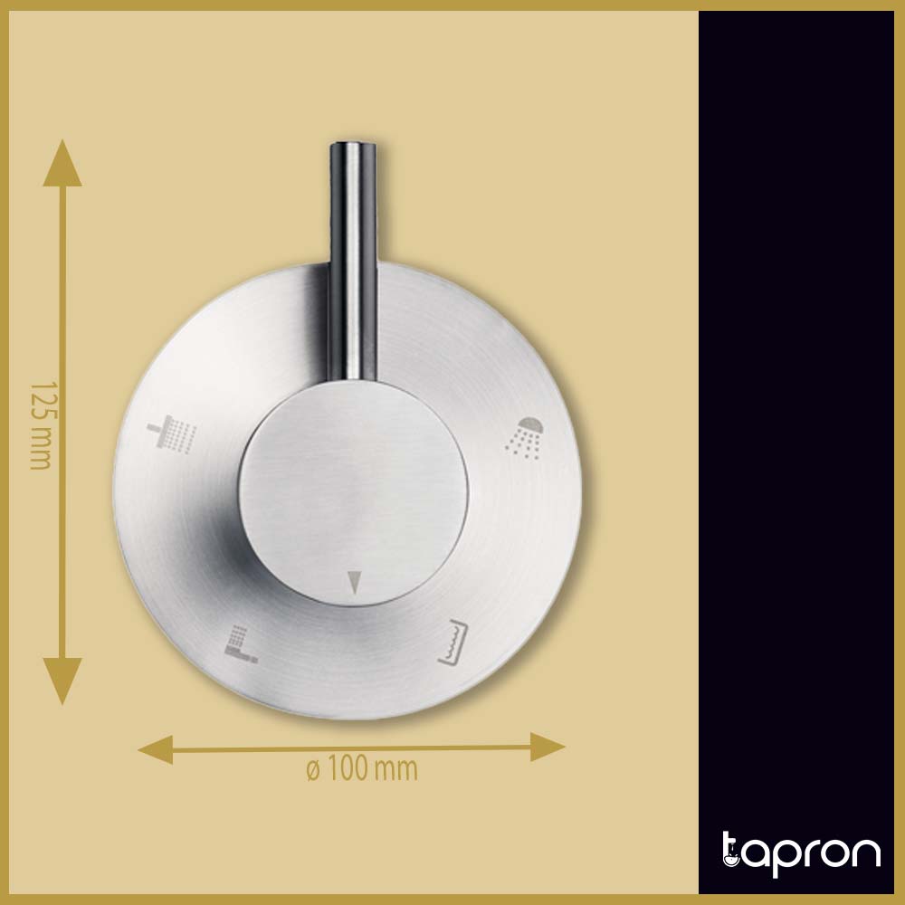 Brushed Stainless Steel 4 Way Diverter Valve-Tapron