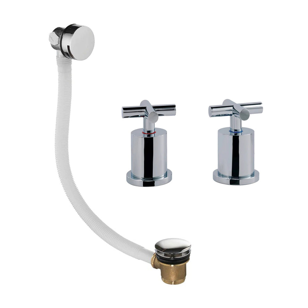 Chrome bath filler waste and on/off stop valve
