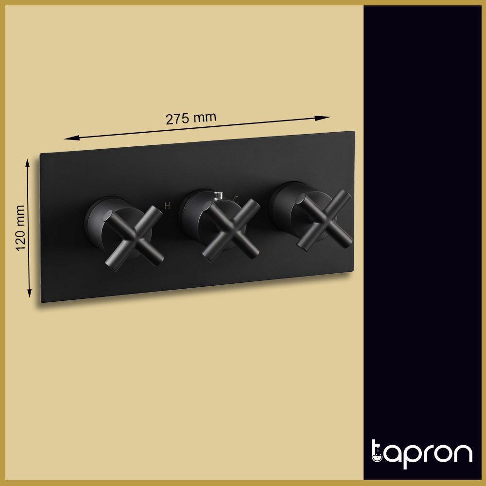 Matt Black Wall Mounted Concealed Shower Diverter Valve - Dimension