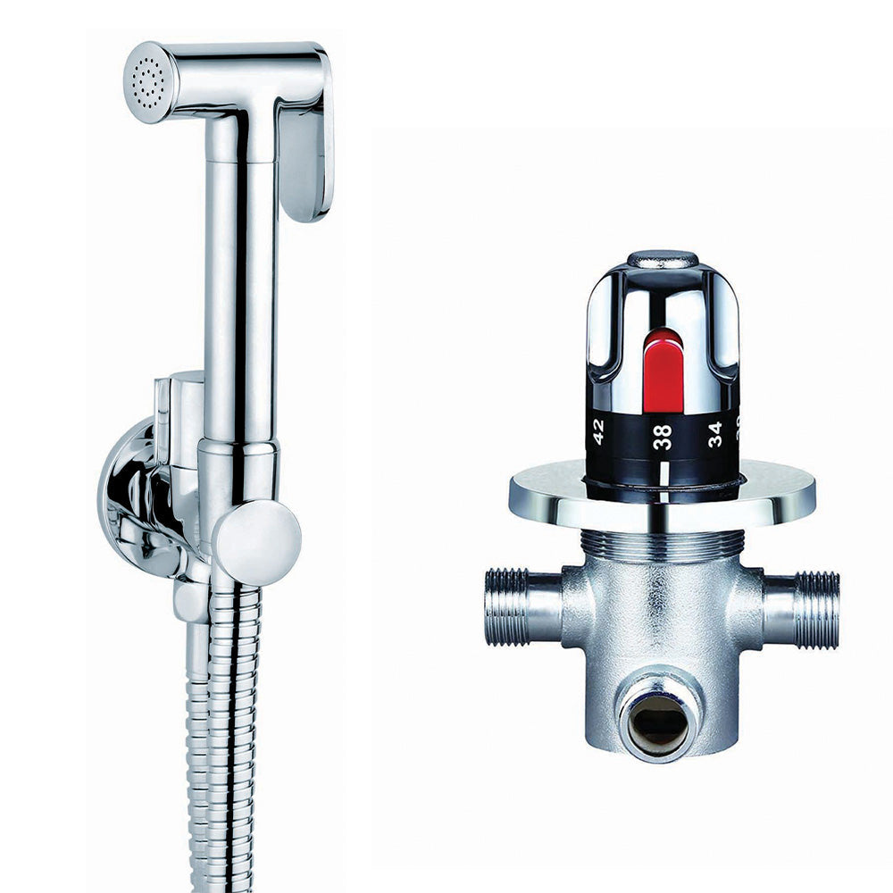 Douche Shower Spray with Thermostatic Mixing Valve - Chrome Finish